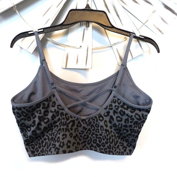 Pink Active Dark Steel Ultimate‎ Lightly Lined Leopard Gray Sport Bra Top L - Picture 3 of 9